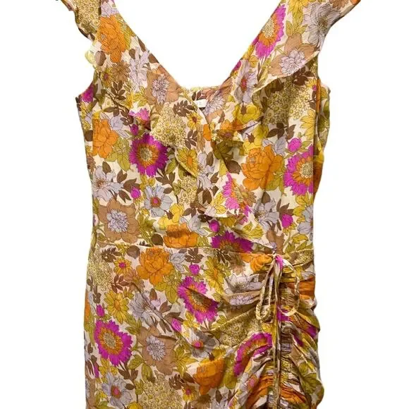 Veronica Beard Alannah Silk Floral Stone Multi Ruched Maxi Dress Size 8 - Picture 9 of 12